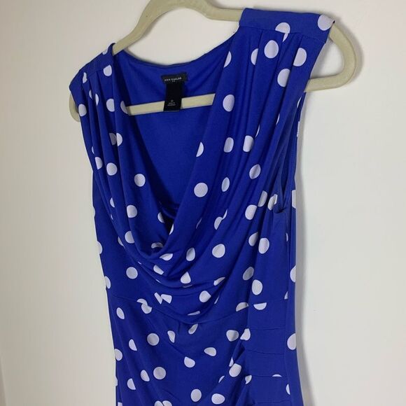 Ann Taylor Blue Polka Dot Sleeveless Dress Sz XS - Picture 2 of 8